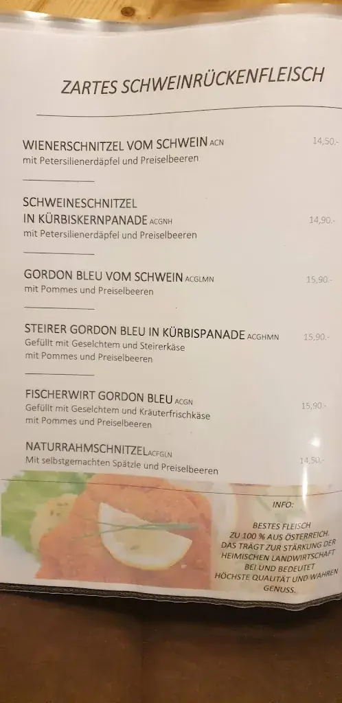 Menu_Gasthof Fischerwirt_Neumarkt in Steiermark_immagine_1