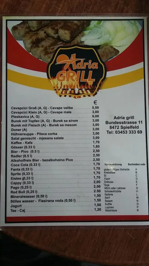 Menu_Adria Cafe - Restaurant_Spielfeld_image_1