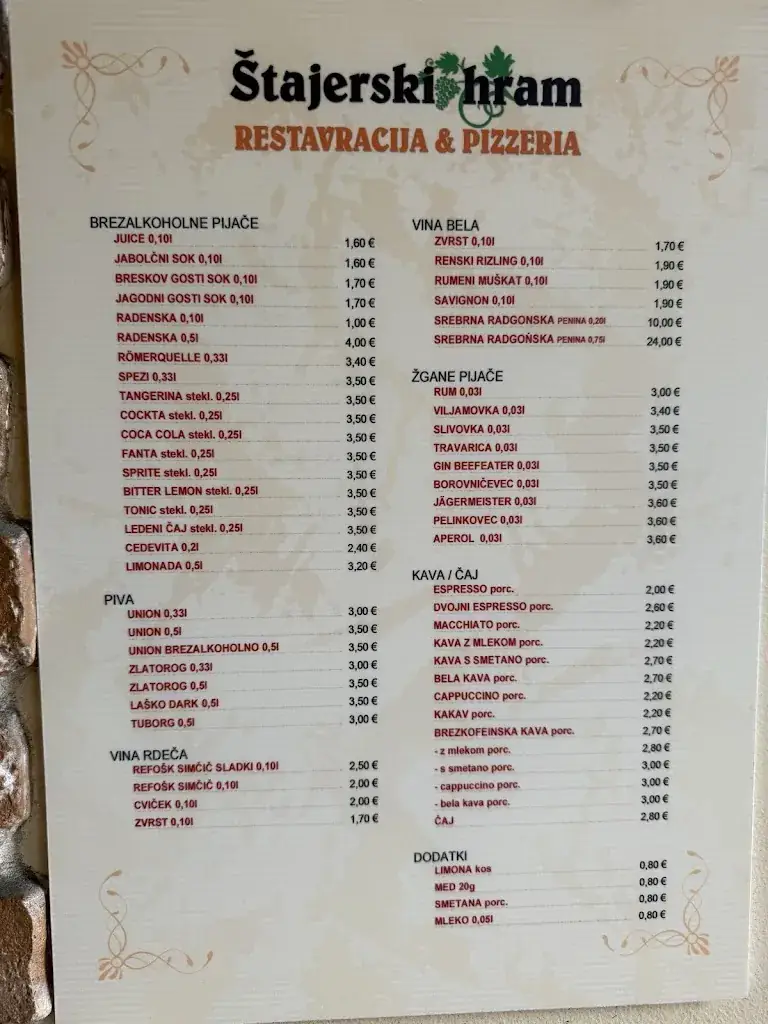 Menu_Štajerski hram, restavracija in pizzeria_Spielfeld_image_1