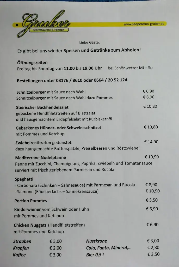 Menu_Gruber Seerestaurant Pizzeria_Stubenberg_immagine_1