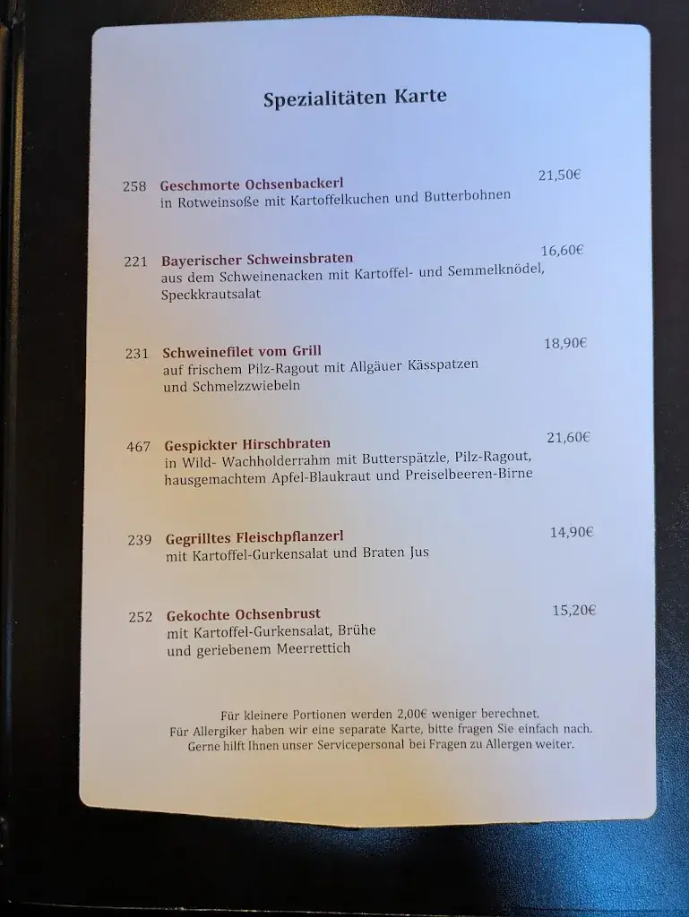 Menu_Gasthof Schweiger_Wies_immagine_2