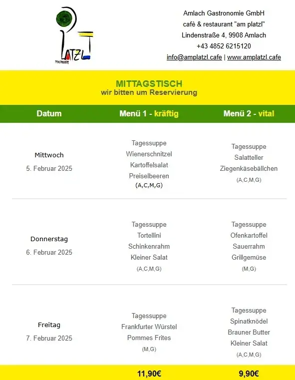 Menü_Amlach Gastronomie Am Platzl_Amlach_Bild_1
