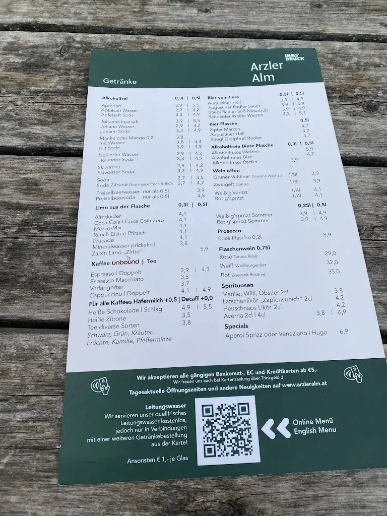 Menu_Arzler Alm Innsbruck 1067m_Amras_immagine_4