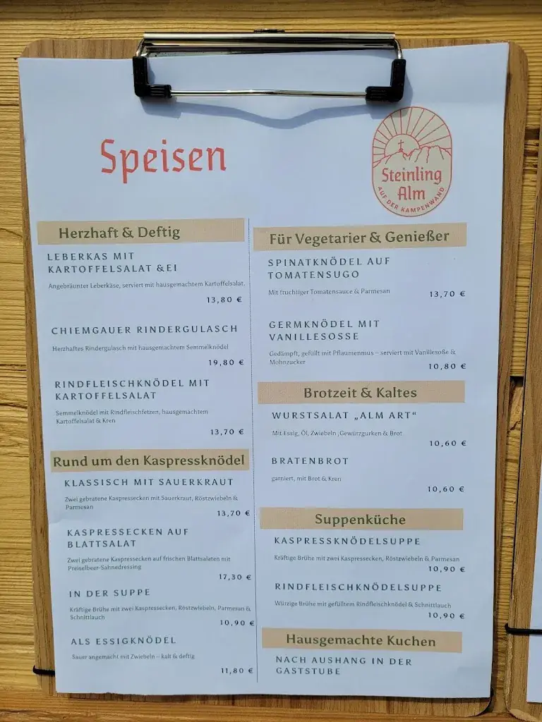 Menu_Steinlingalm - Josef und Michael Stein GbR_Aschau_immagine_1