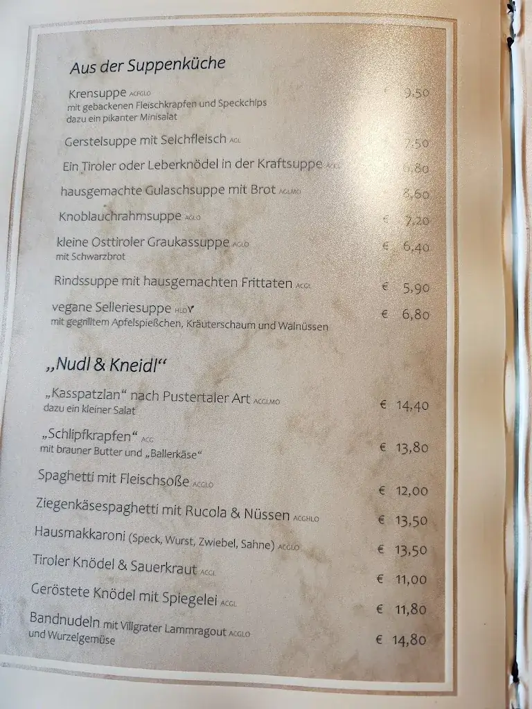 Menu_Thurntaler Rast - Almgasthaus & Ferienwohnungen_Außervillgraten_image_2