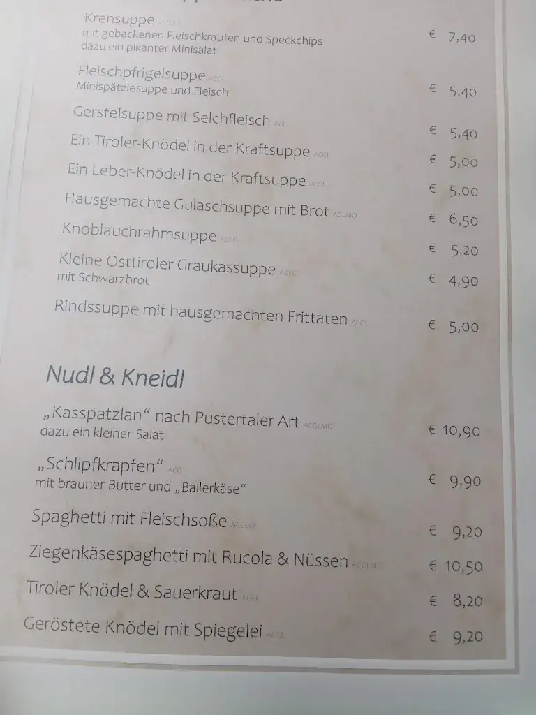 Menu_Thurntaler Rast - Almgasthaus & Ferienwohnungen_Außervillgraten_image_3