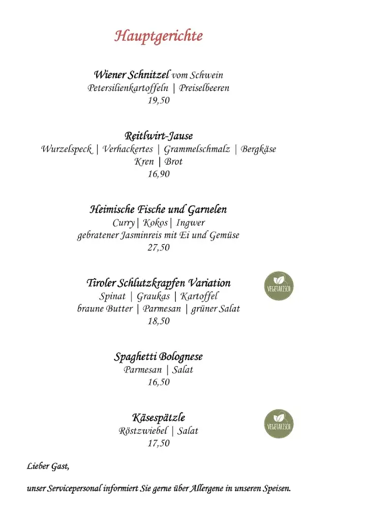 Menu_Restaurant Reitlwirt_Brixen im Thale_image_1