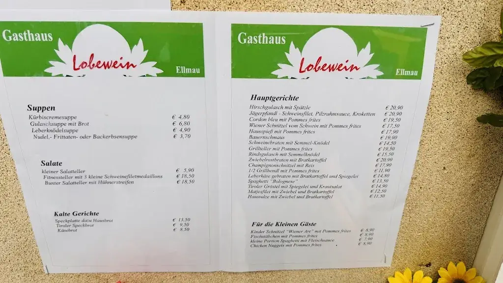 Menu_Gasthaus Lobewein_Ellmau_immagine_1