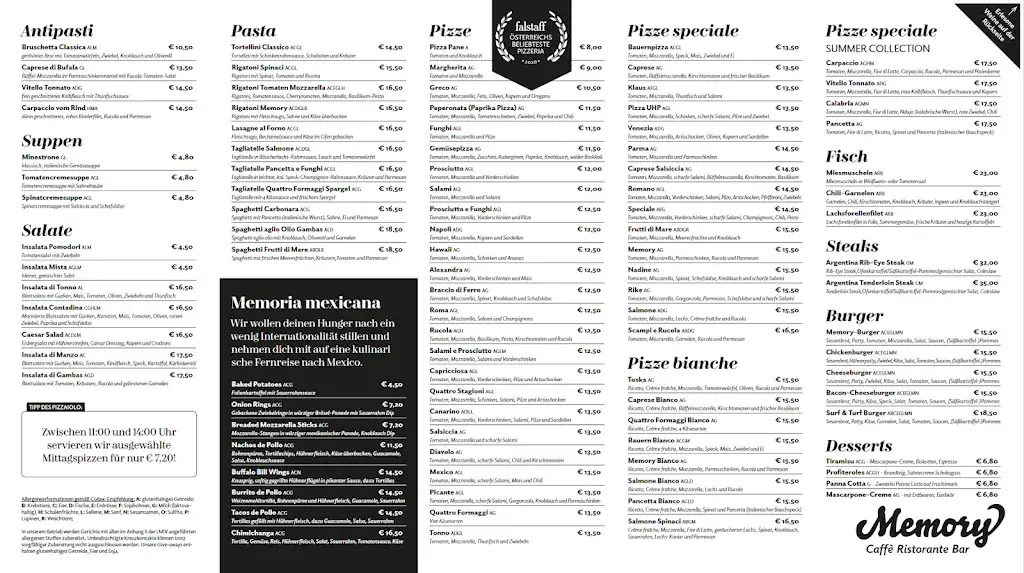 Menu_Memory Cafe Bar Ristorante_Ellmau_immagine_1