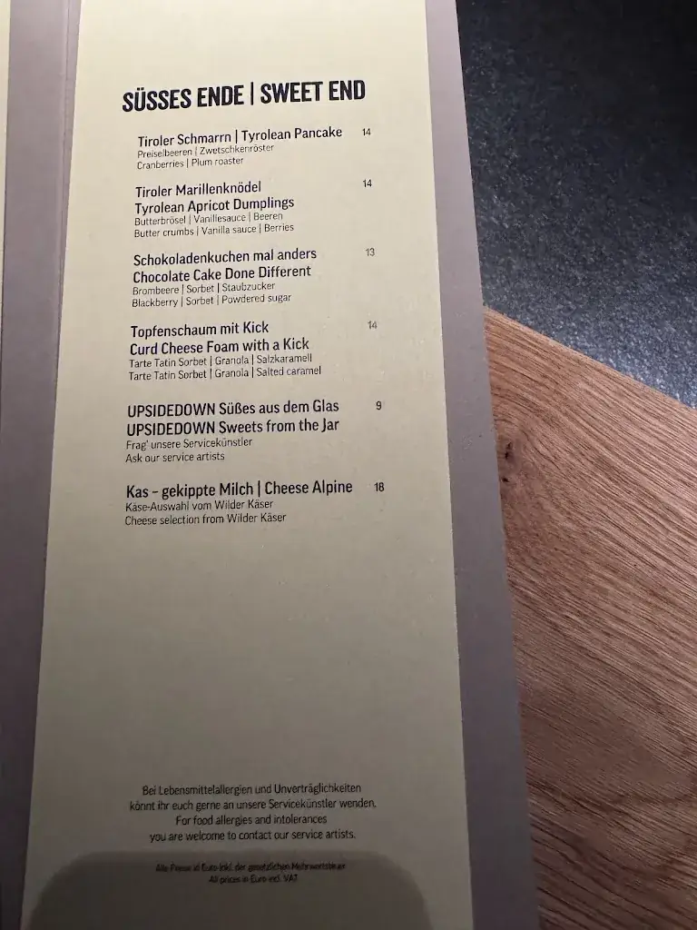 Menu_UpsideDown Bar & Restaurant_Fieberbrunn_immagine_1