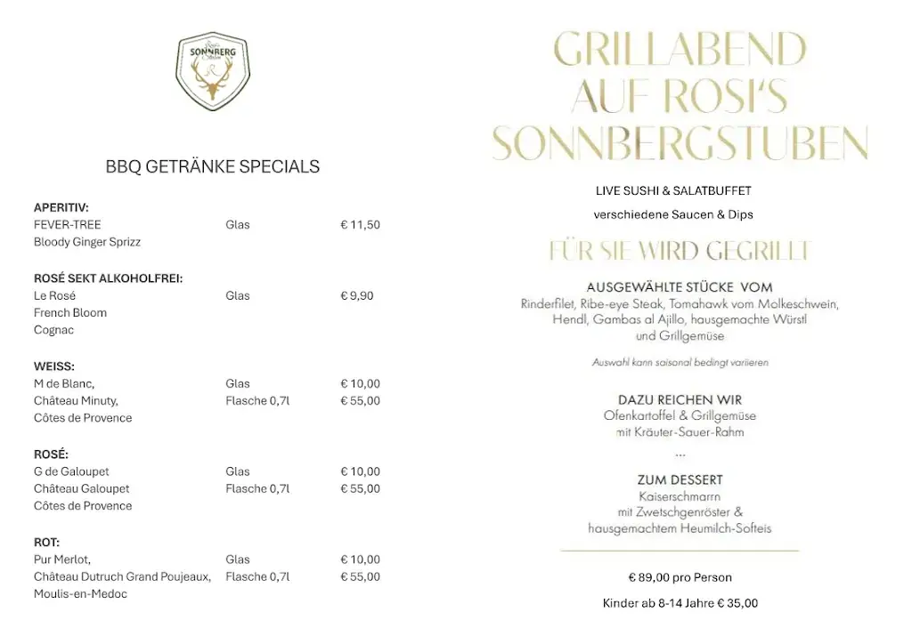 Menu_Rosi's Sonnbergstuben - Rosi's Alm Kitzbühel_Fieberbrunn_immagine_1