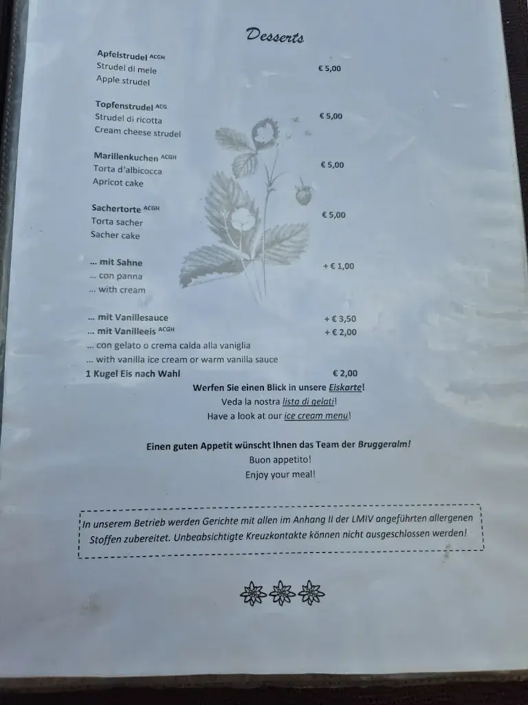 Menu_Bergrestaurant Bruggeralm_Fulpmes_immagine_1