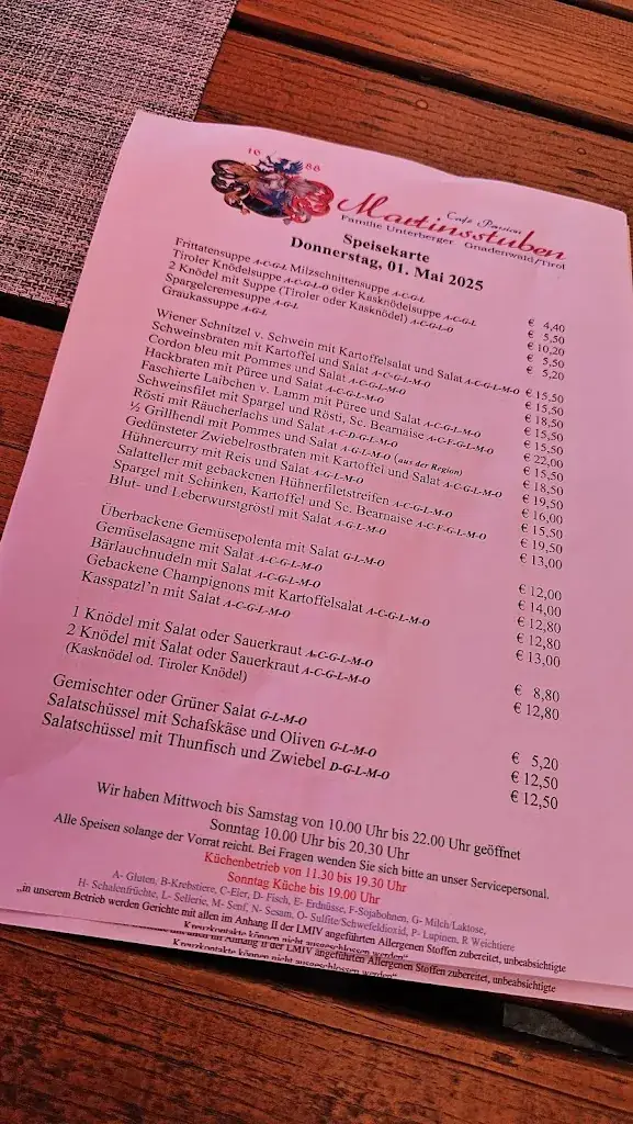 Menu_Cafe Pension Martinsstuben_Gnadenwald_image_2