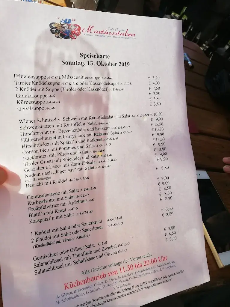 Menu_Cafe Pension Martinsstuben_Gnadenwald_image_3