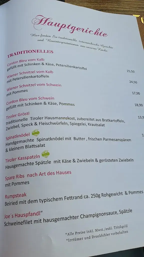 Menu_Joes Restaurant_Gerlos_image_2