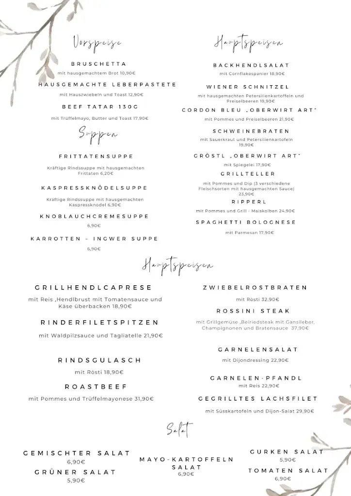 Menu_Gasthof Oberwirt Restaurant & Pizzeria_Gerlos_immagine_1