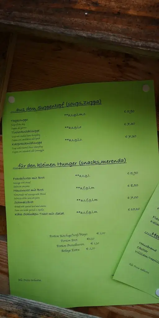 Menu_Nößlachhütte_Gries am Brenner_immagine_4