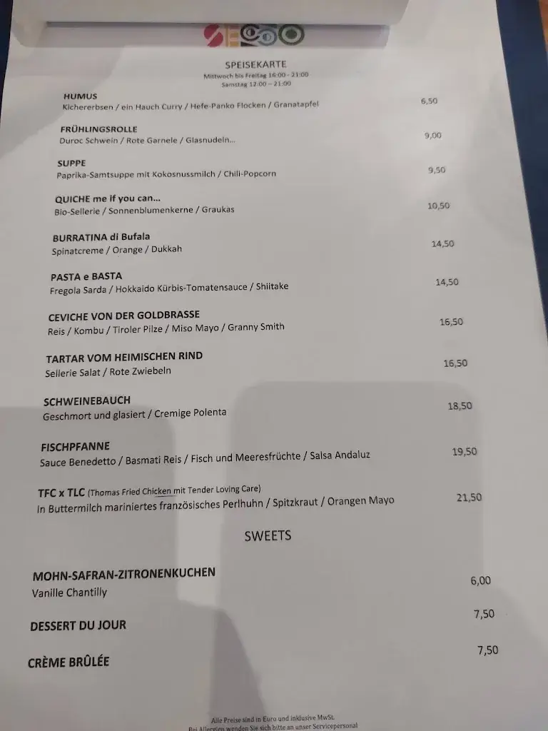 Menu_SECCO Bistro_Hall in Tirol_immagine_4