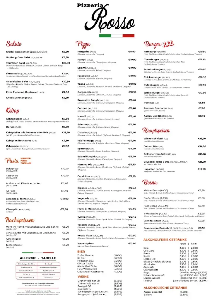 Menu_Pizzeria Rosso_Hall in Tirol_immagine_1
