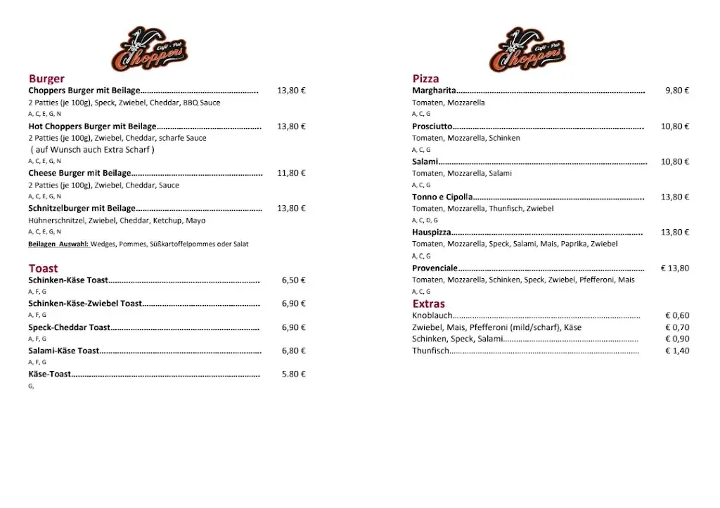 Menu_Choppers Bar_Arnoldstein_image_1