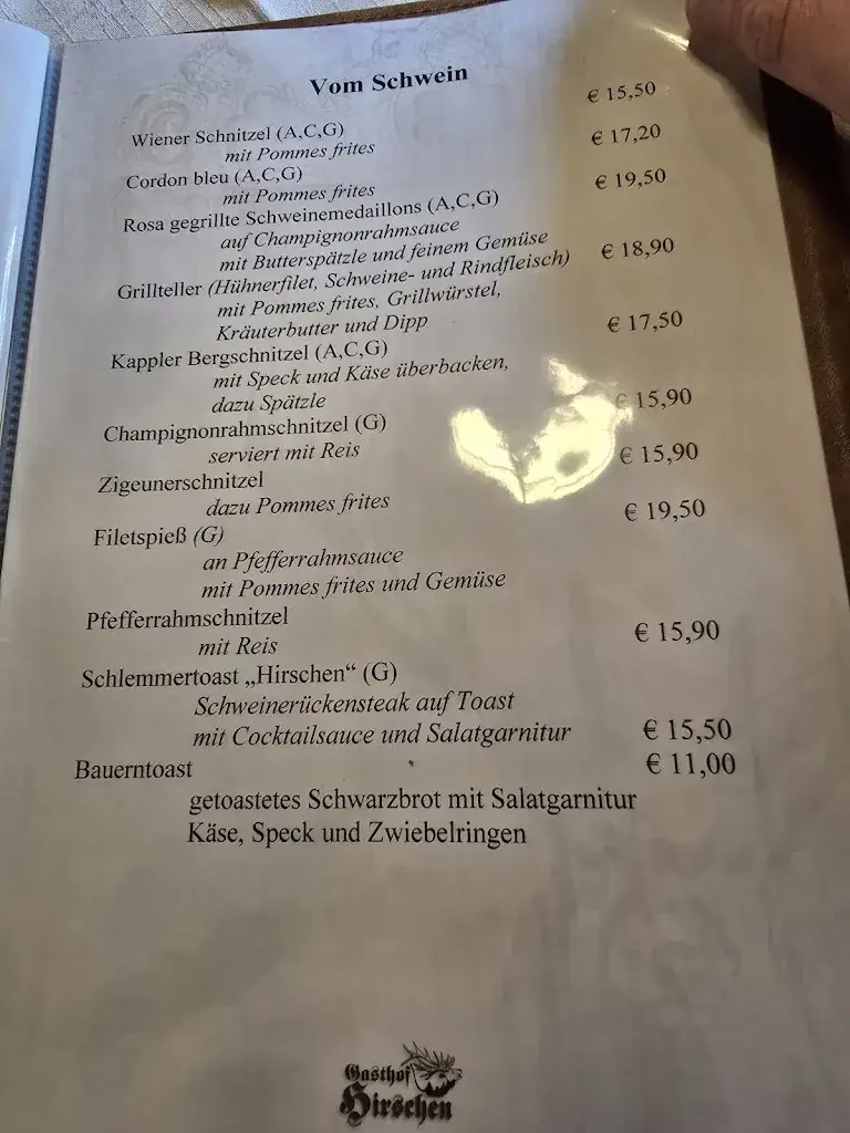 Menu_Gasthof Hirschen - Restaurant & Apartment_Kappl_image_1