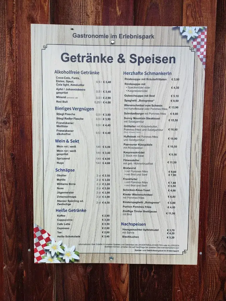 Menu_Gästestuberl Gastronomie im Erlebnispark_Kappl_image_1