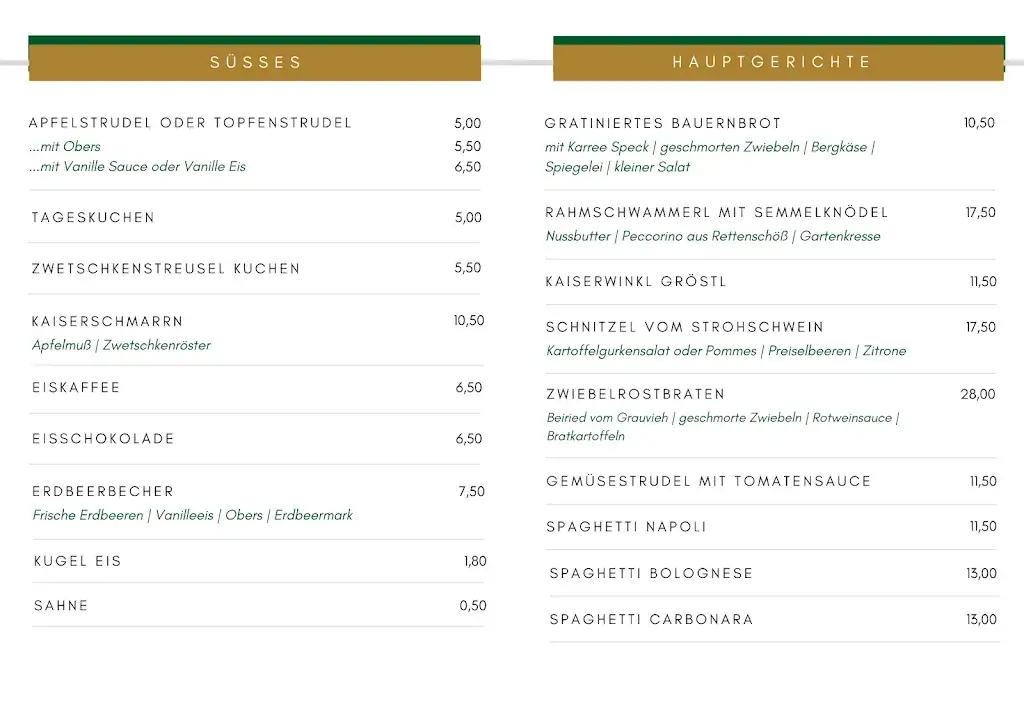 Menu_Golfrestaurant Kössen - Kaiserwinkl Golf Kössen - Lärchenhof_Kössen_immagine_2