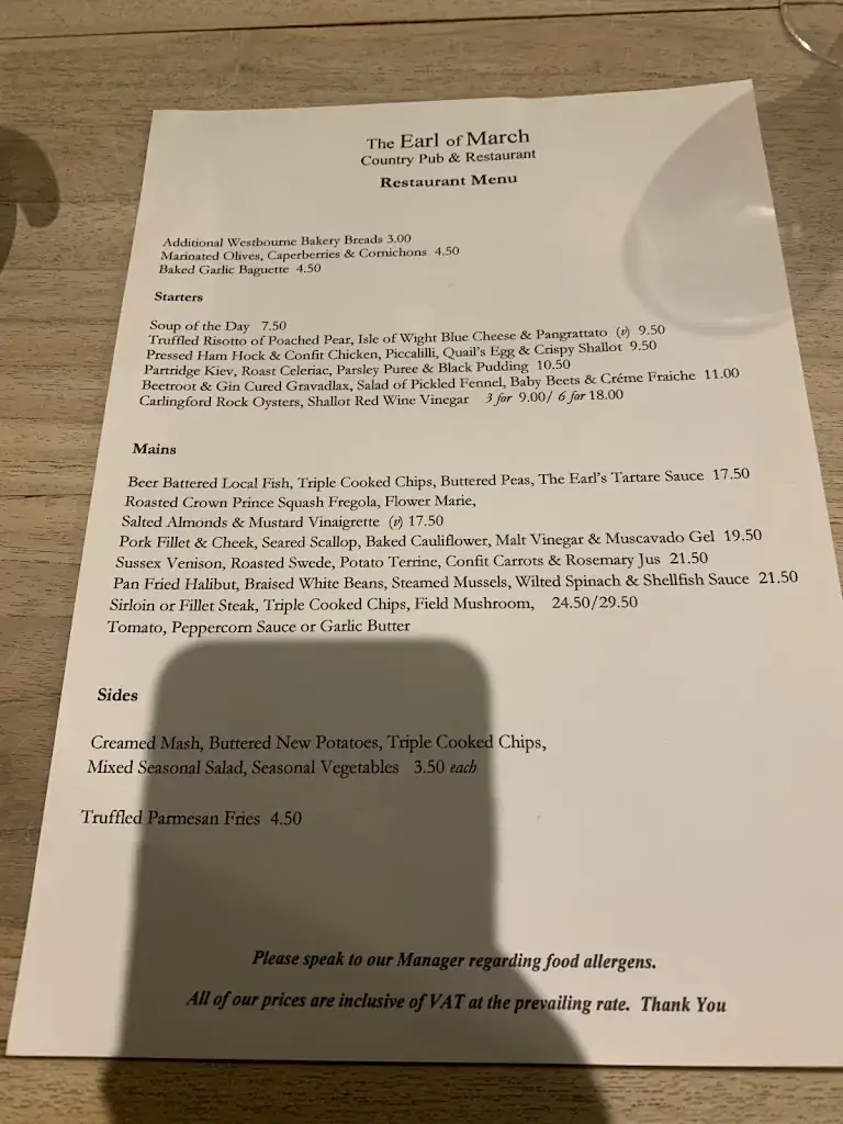 Menu_The Earl Of March_Lavant_immagine_1