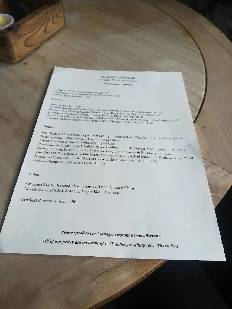 Menu_The Earl Of March_Lavant_immagine_3