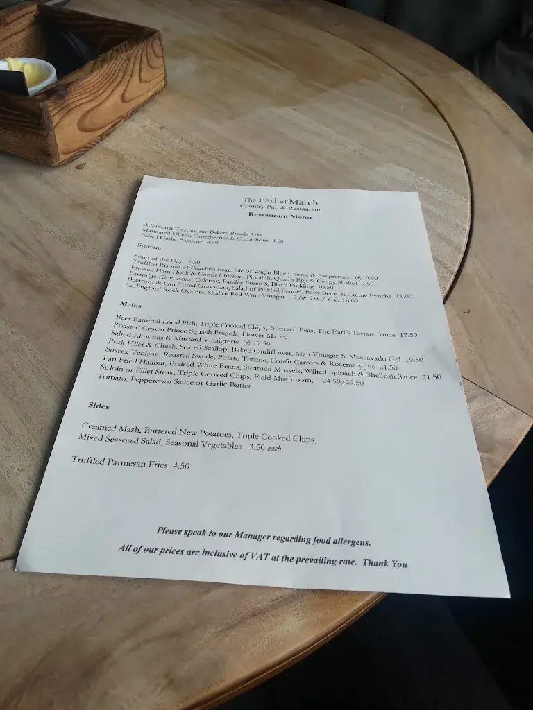 Menu_The Earl Of March_Lavant_immagine_4