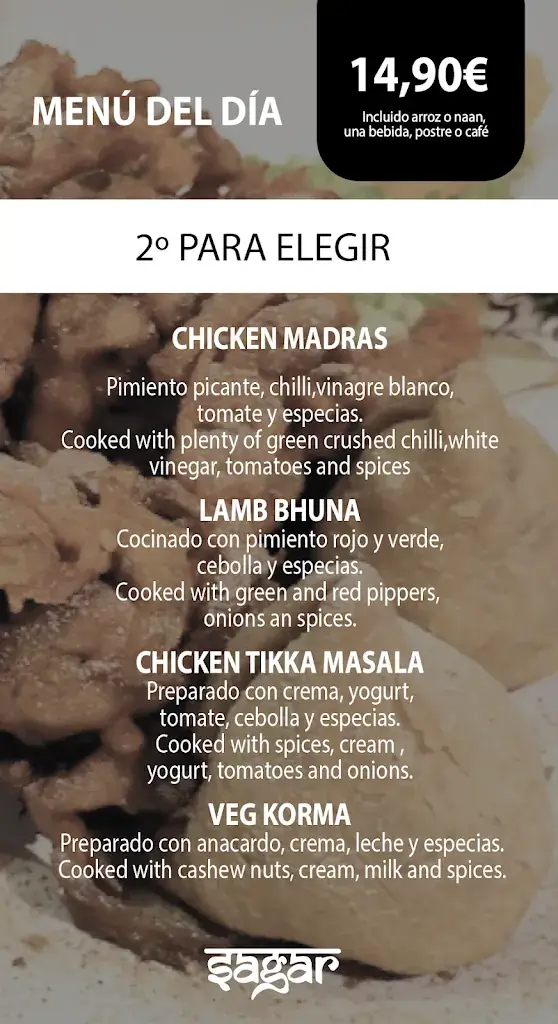 Menu_Restaurante Sagar (the authentic indian kitchen)_Lans_image_1