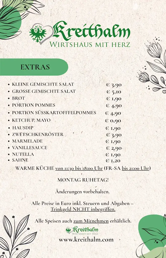 Menu_Restaurant Kreithalm - Wirtshaus mit Herz_Leutasch_image_2