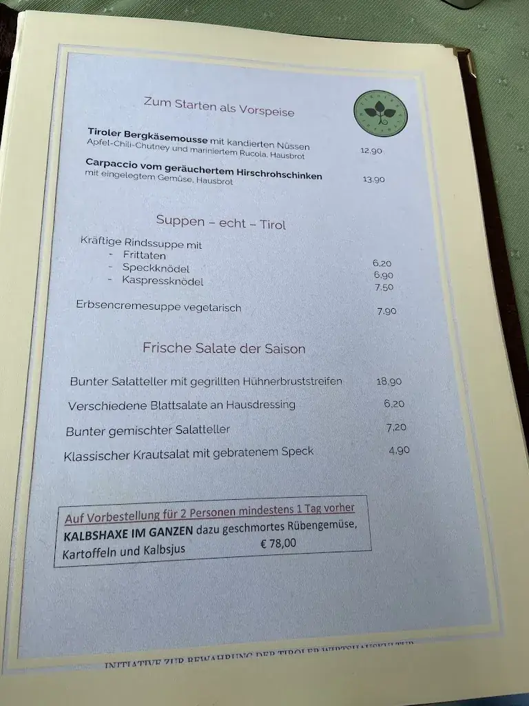 Menu_Waldgasthaus Triendlsäge_Leutasch_immagine_3