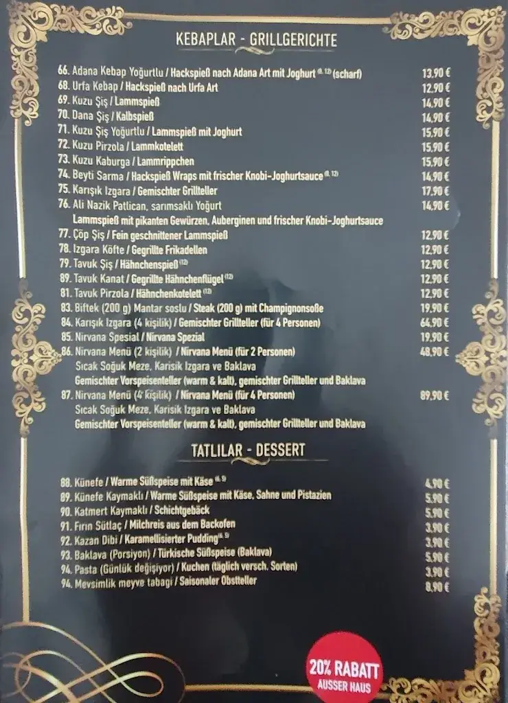 Menu_Nirvana Restaurant Langenfeld_Längenfeld_image_1