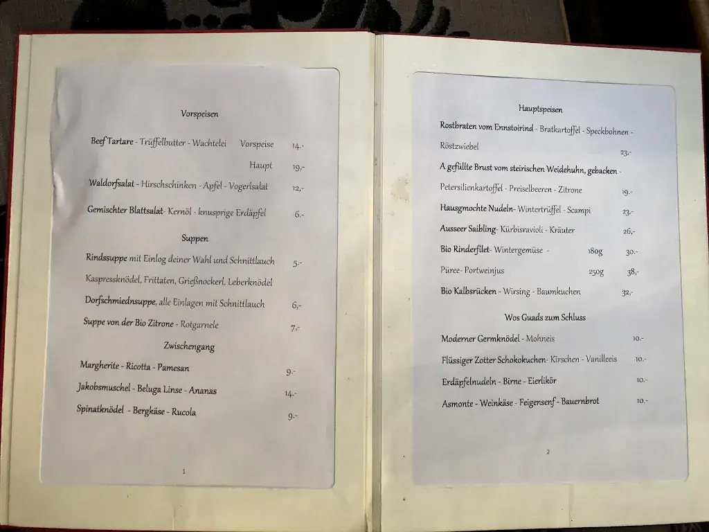 Menu_Schupfer's Dorfschmiede_Mitterndorf_immagine_1