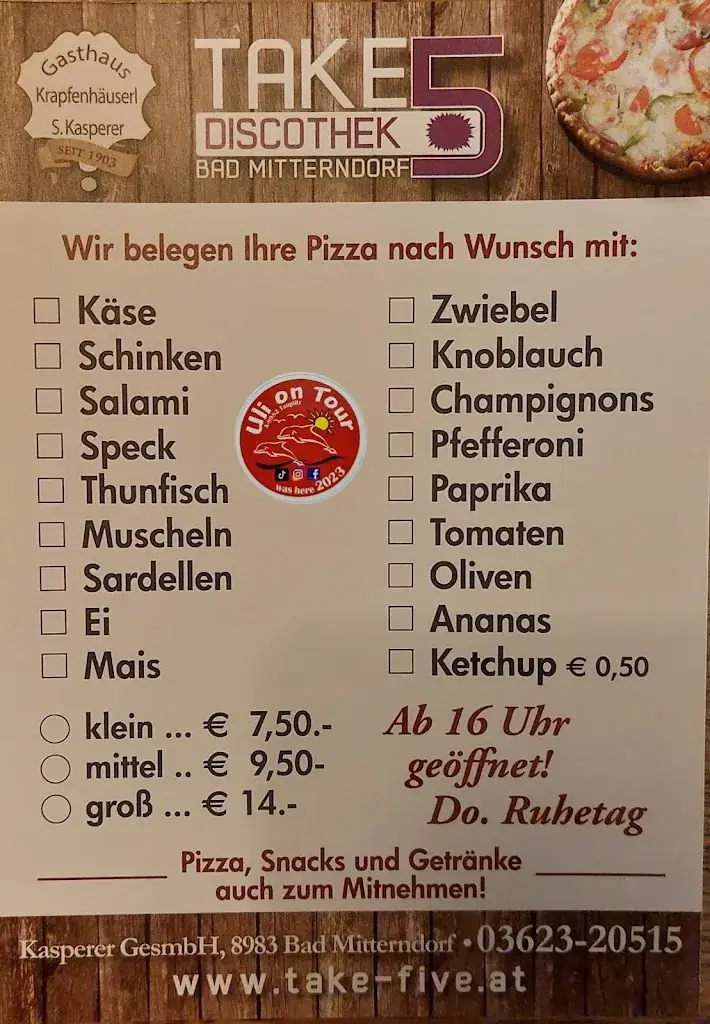 Menu_Pizzeria Take Five_Mitterndorf_image_1