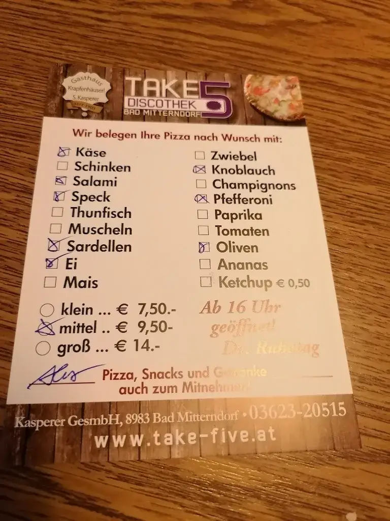 Menu_Pizzeria Take Five_Mitterndorf_image_4