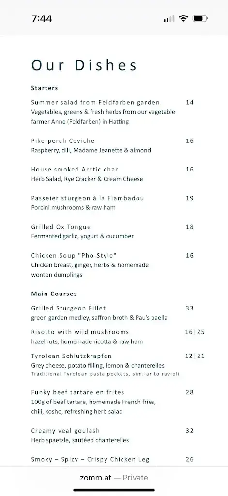 Menu_Restaurant - ZOMM in Seefeld_Reith bei Seefeld_immagine_1
