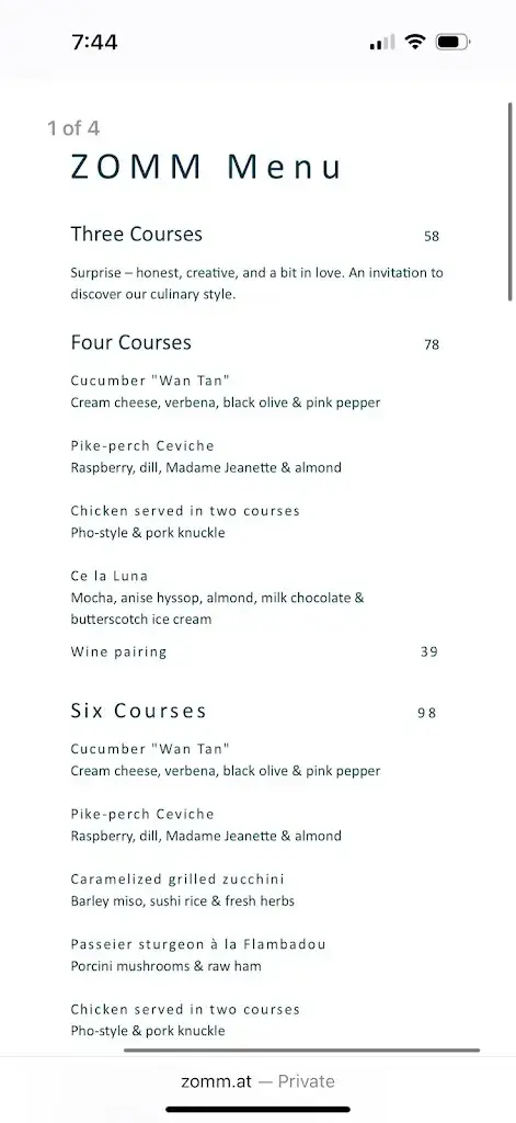 Menu_Restaurant - ZOMM in Seefeld_Reith bei Seefeld_immagine_2