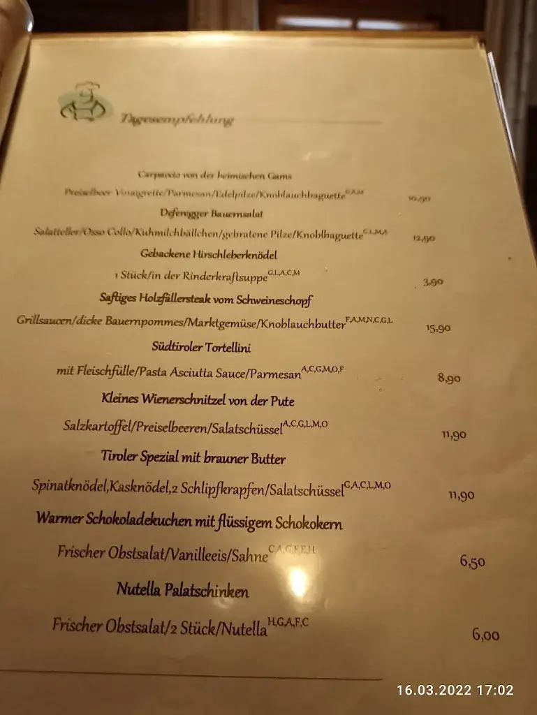Menu_Gasthaus Alzenbrunn_Sankt Veit in Defereggen_immagine_3