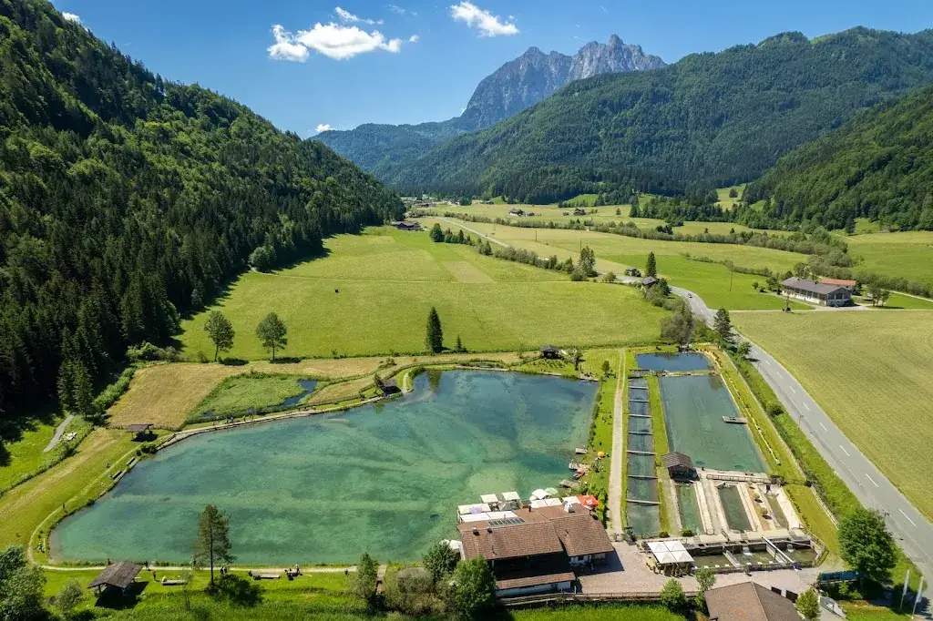 Kaiserwinkl Fischteiche - Fischmarkt - Restaurant geöffnet ristorante a Schwendt