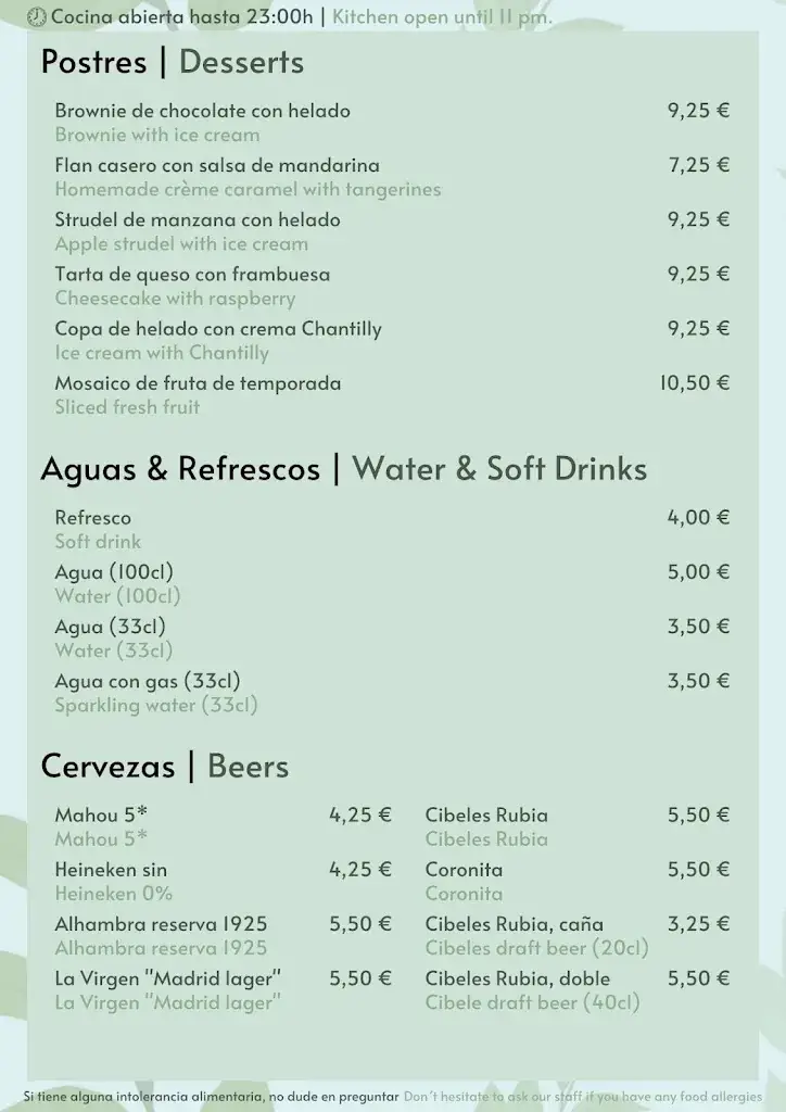 Menu_Terraza Central Garden | Hotel Colón Madrid_Rum_image_3