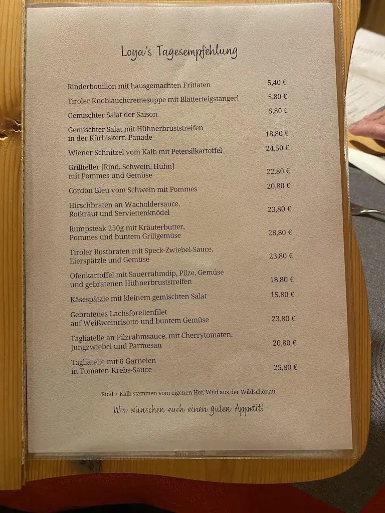 Menu_Loya Stub'n_Wildschönau_immagine_2