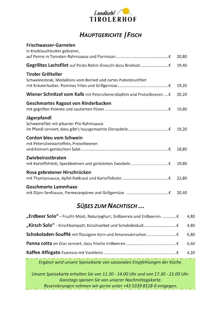Menu_Restaurant im Landhotel Tirolerhof_Wildschönau_image_1