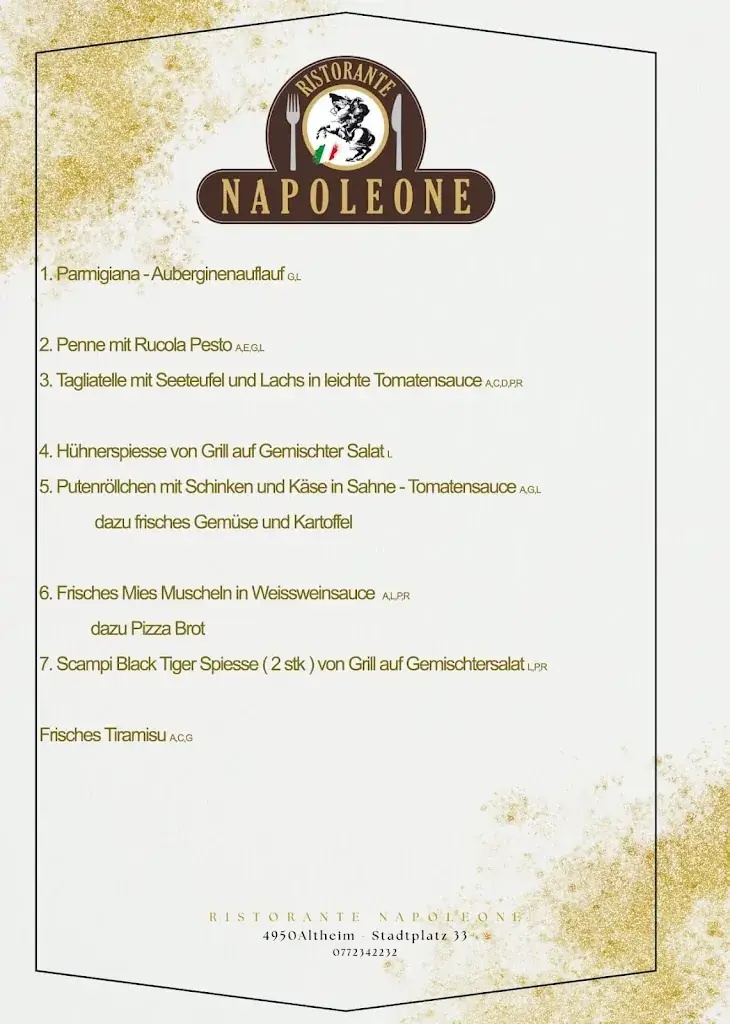 Menu_Ristorante, Pizzeria, Hotel NAPOLEONE_Altheim_immagine_4