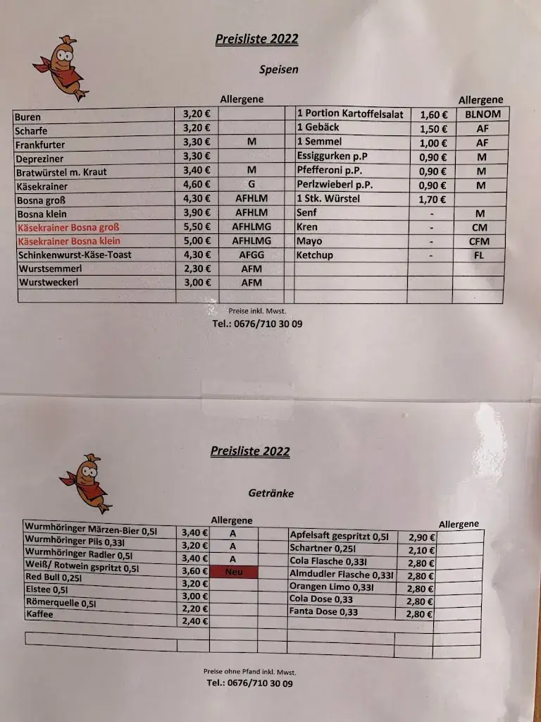 Menu_Silvia's Würstelstandl_Altheim_image_1