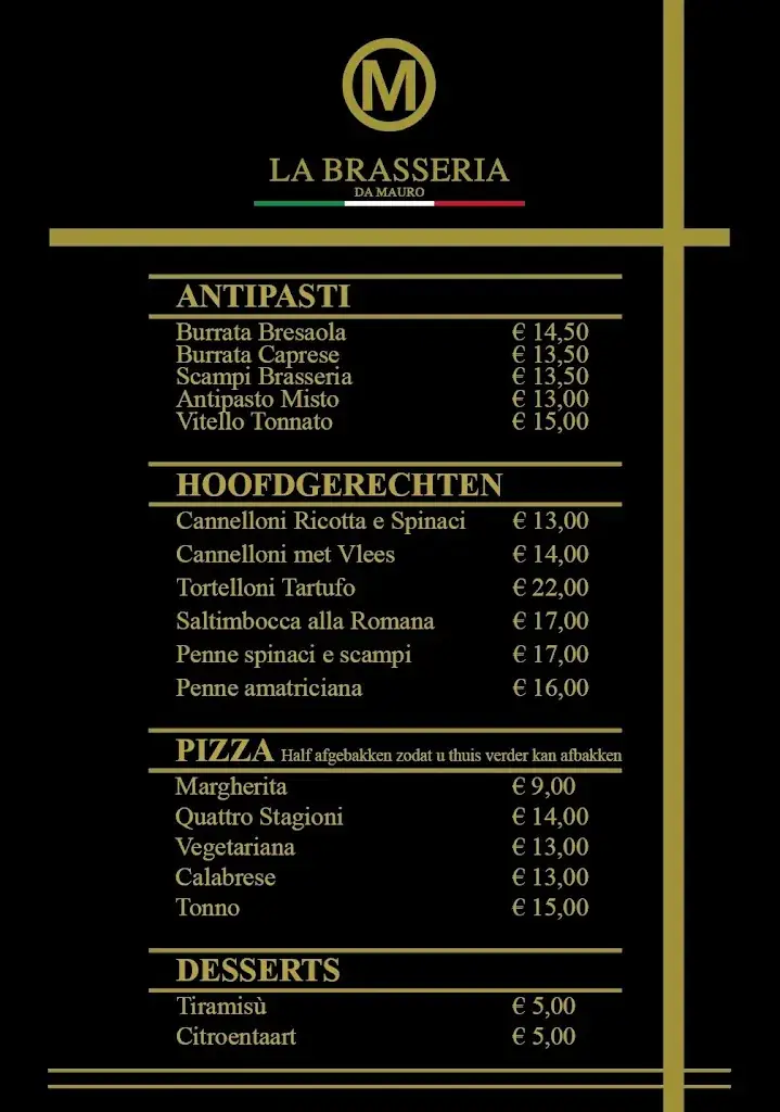 Menü_La Brasseria Da Mauro_Edegem_Bild_1
