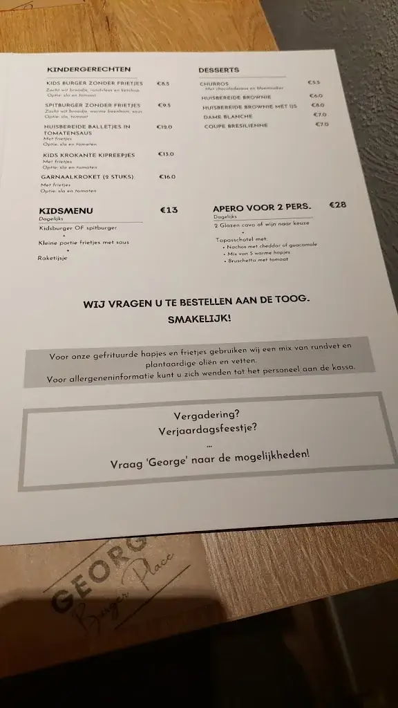 Menu_George Burger Place_Gavere_image_1
