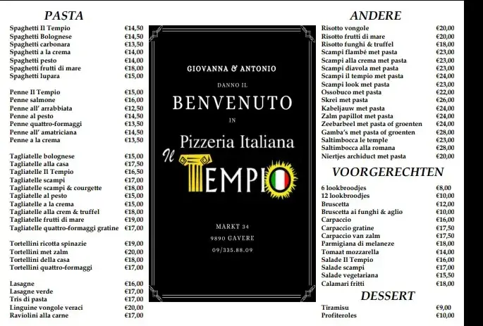 Menu_Ristorante Pizzeria Il Tempio_Gavere_image_1