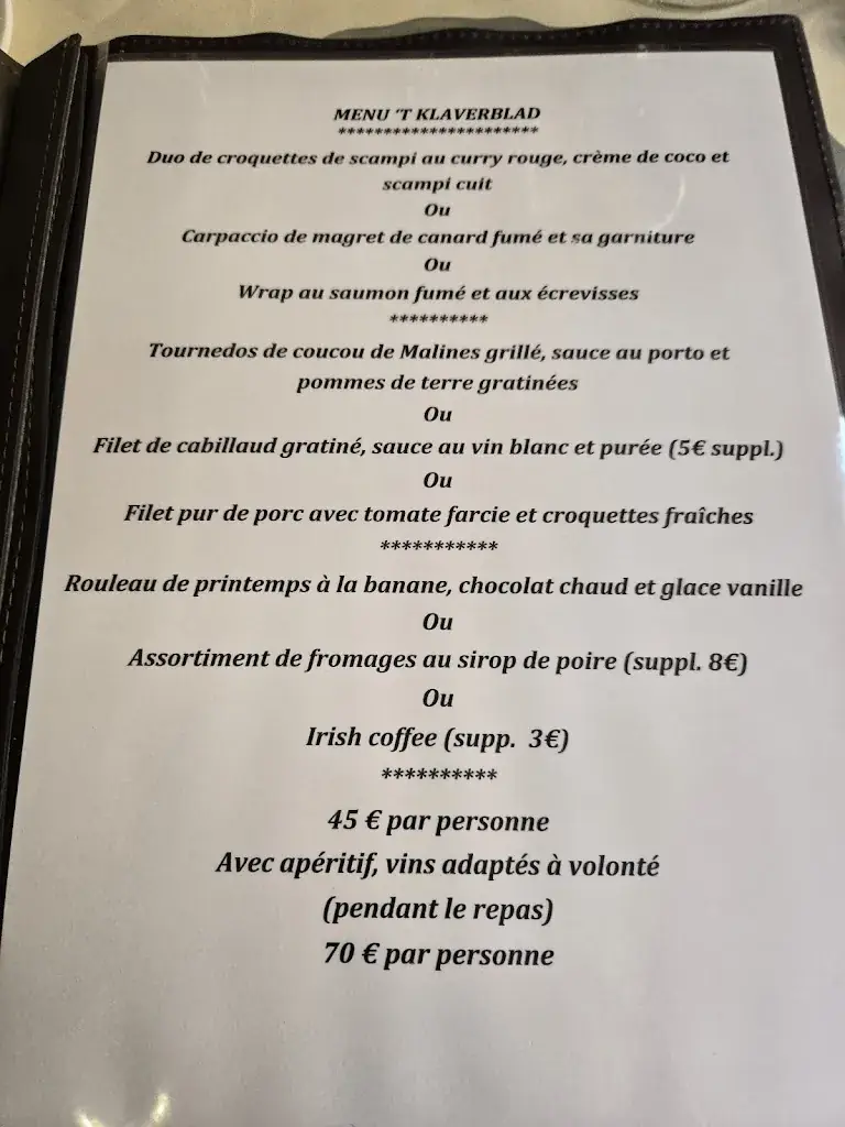 Menu_'t Klaverblad_Gent_image_1